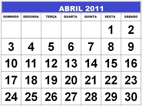 calendario 2011 abril. calendario abril 2011