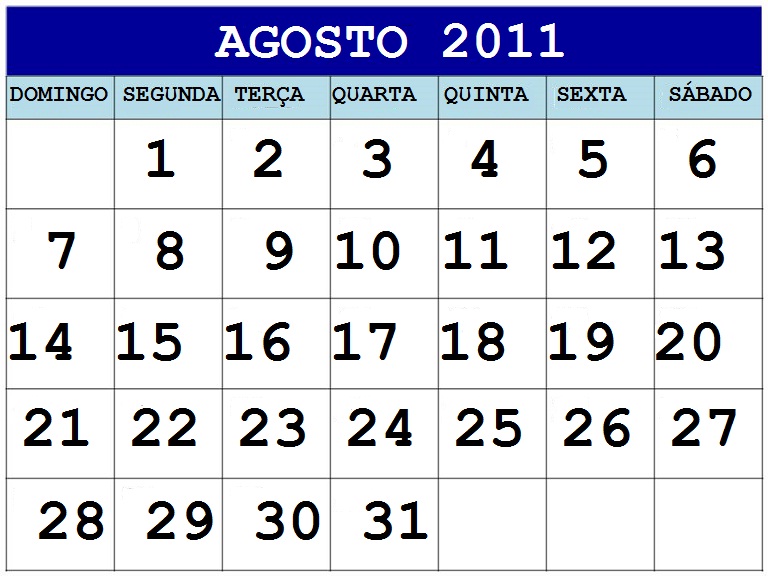 calendario agosto 2011